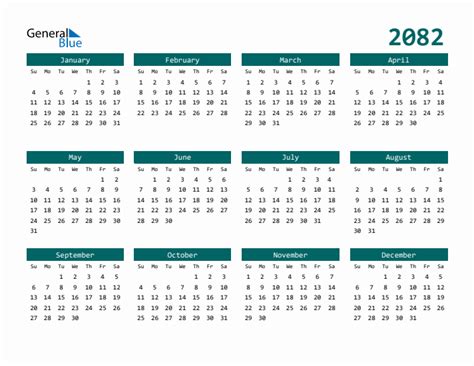 Free 2082 Calendars in PDF, Word, Excel
