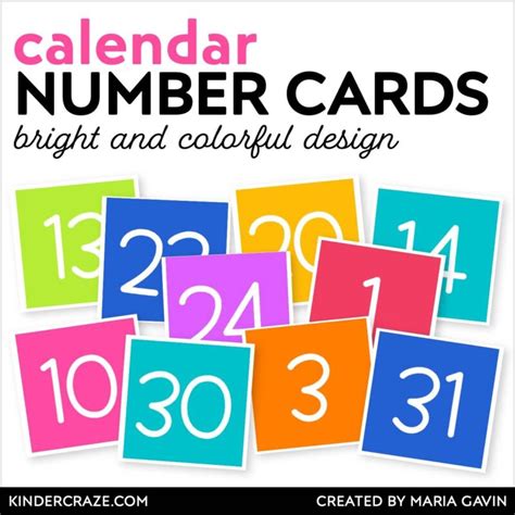 Colorful Calendar Numbers - Kinder Craze