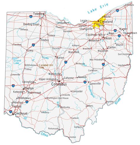 Ohio State Map - Places and Landmarks - GIS Geography
