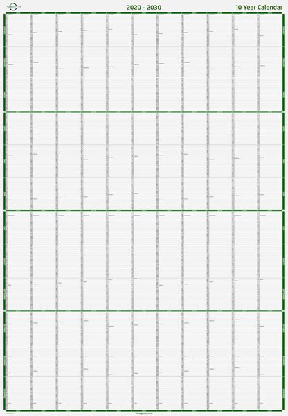 10 Year Calendar – Timegevity