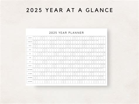 2025 Year Planner Printable, Yearly Planning Calendar, Calendar Poster ...