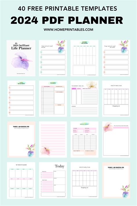Free 2024 PDF Planner - 40 Beautiful Templates!