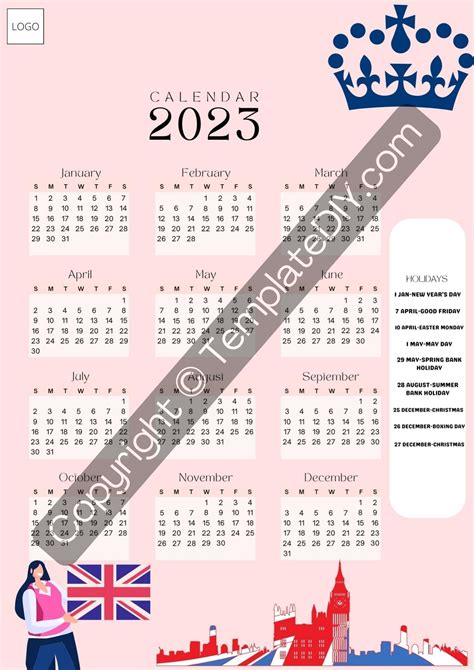 UK Calendar 2025 with Holidays in PDF, Word, Excel