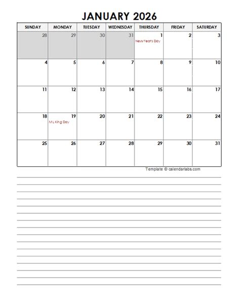 2026 Monthly Excel Template Calendar - Free Printable Templates
