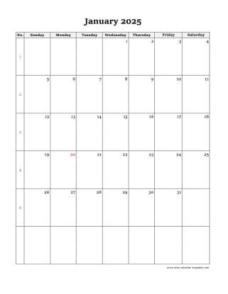 Printable Monthly Calendar 2025 | Free-calendar-template.com