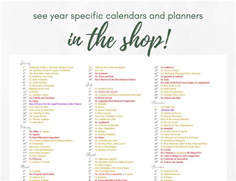 Perpetual Liturgical Year Calendar - elizabeth clare