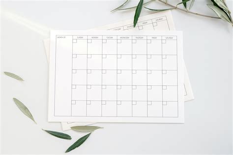 Simple Monthly Calendar Printable 8.5 x 11 inch Blank | Etsy