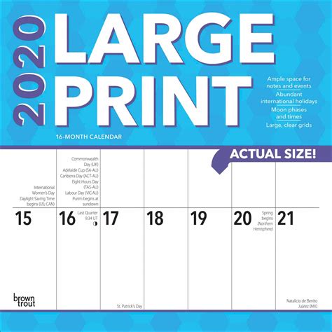 Calendar Large Numbers - Noel Terrie