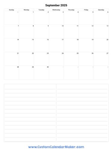 September 2025 Printable Calendars - Blank PDF Templates