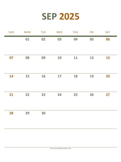September 2025 Printable Calendar