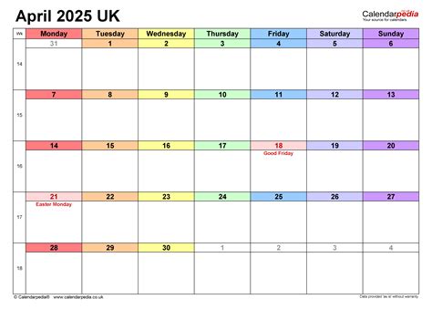 April 2025 Calendar With Holidays Uk Calendar Innovative Outstanding ...
