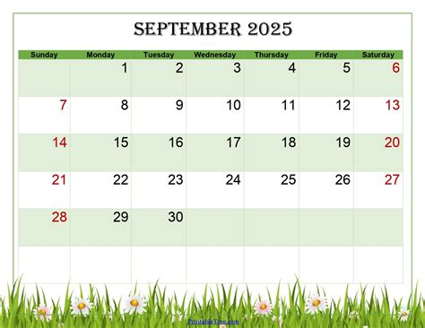 September 2025 Calendar Printable PDF Template with Holidays