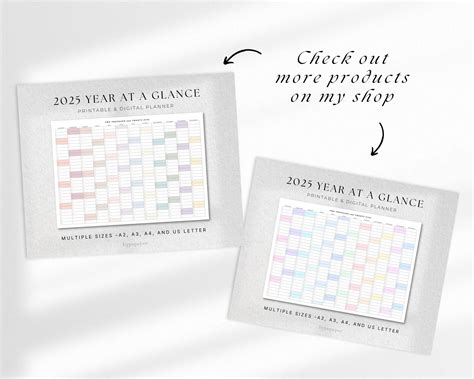 2025 Year Planner Printable, Yearly Wall Calendar, Calendar Poster ...