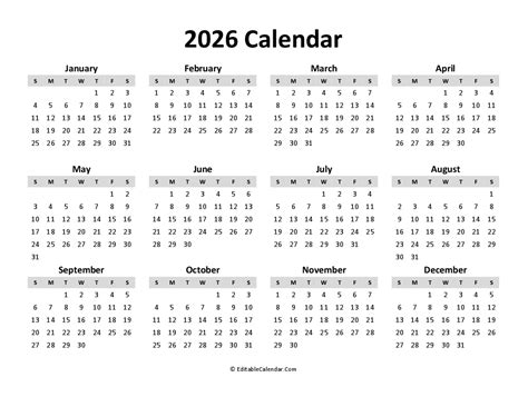 Free Printable Calendar 2026
