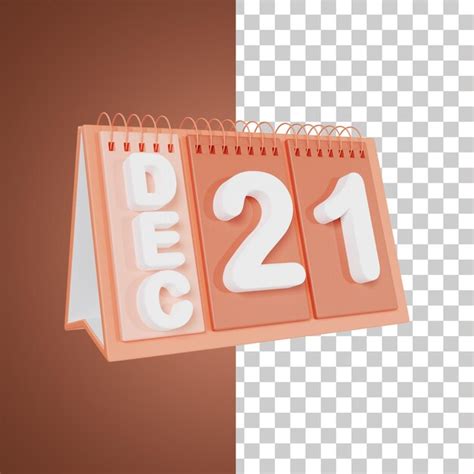 Premium PSD | Flip desk calendar 21 december 3d illustration