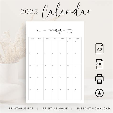 2025 Calendar A3 2025 Planner A3 Monthly Calendar Vertical 2025 ...