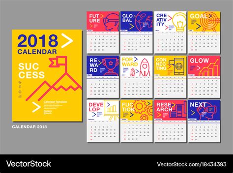 Calendar template for 2018 year design layout Vector Image