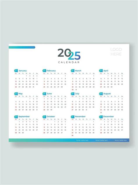 One page 2025 calendar design template for business corporate office ...