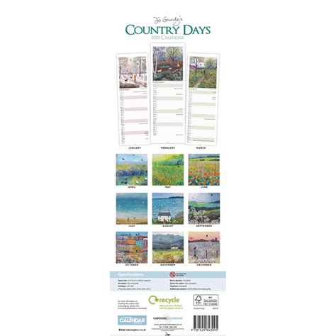 Jo Grundy, Country Days Slim Calendar 2025