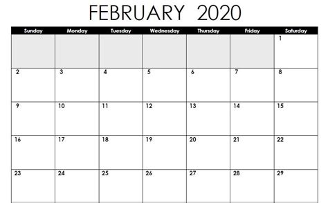 February 2020 Blank Calendar | Calendar printables, Calendar template ...