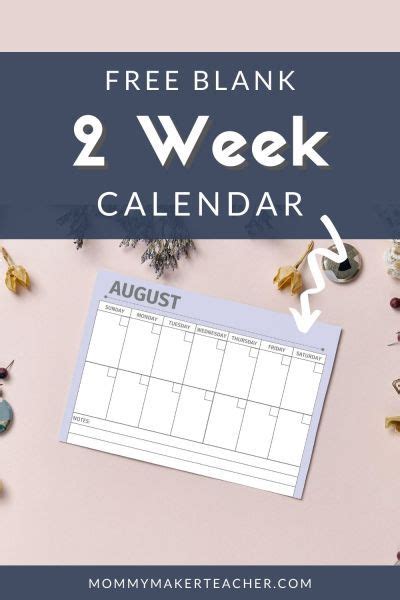 Free Printable 2 Week Calendar Template (PDF Download)