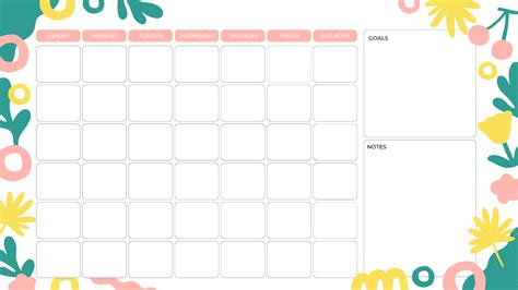 10 Best Free Printable Blank Monthly Calendar Template