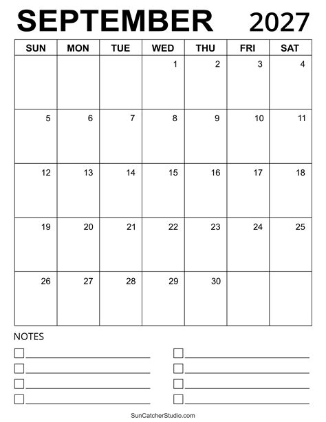 September 2027 Calendar (Free Printable) – Free Printables, Monograms ...