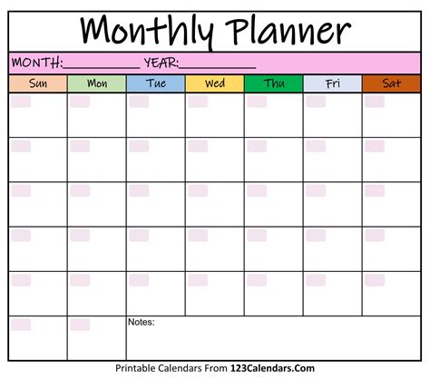 Free Printable Monthly Calendars