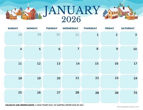 January 2026 Calendars (Free PDF Printables)