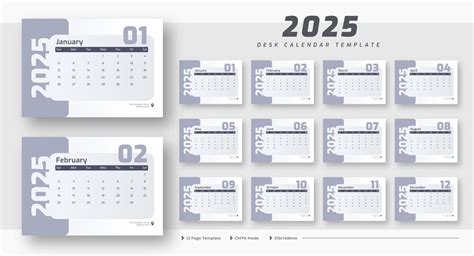 Premium Vector | 2025 Desk calendar 12page template Desk calendar 2025 ...