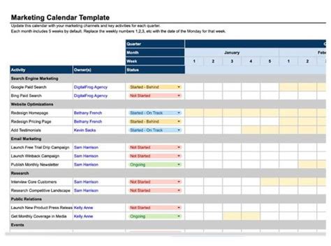 Marketing Calendar Template | Growth Business Templates