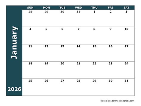 2026 Monthly Blank Calendar - Free Printable Templates
