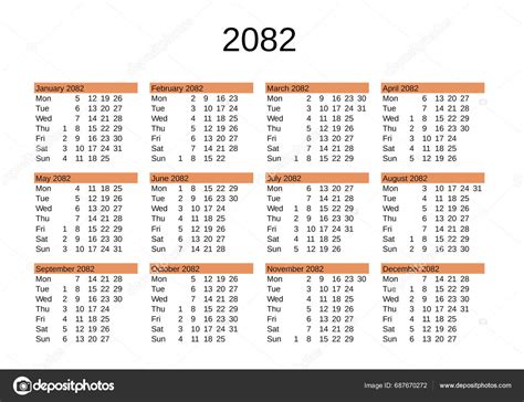 Calendar Year 2082 English Language Stock Vector by ©claudiodivizia ...
