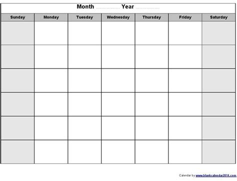 Fill In Monthly Calendar Printable