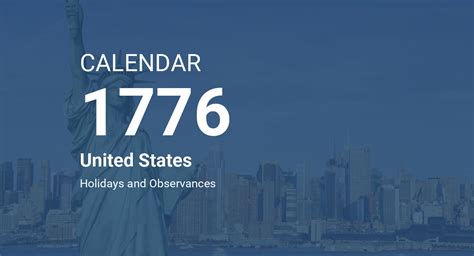 Year 1776 Calendar – United States
