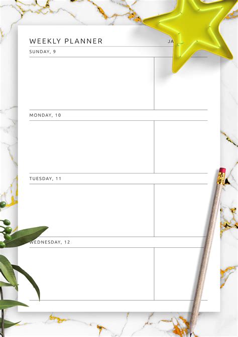 Download Printable Blank Weekly Calendar Template PDF