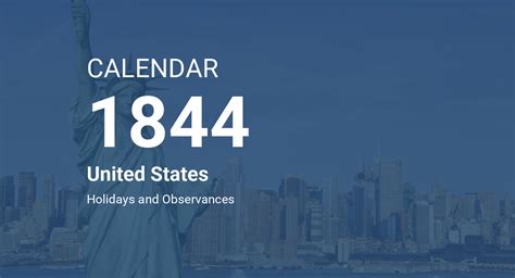 Year 1844 Calendar – United States