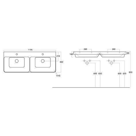 Tvättställ Vionte Vit Blank 120x46 cm | Hill Ceramic®