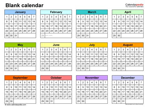 editable free blank monthly calendar template - free editable and ...