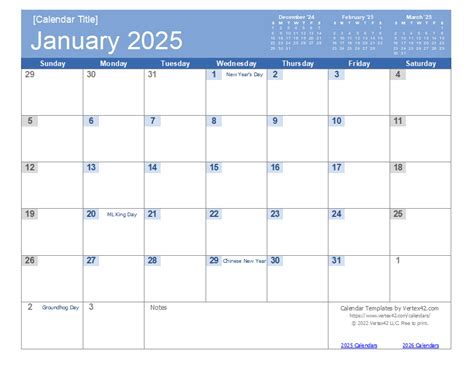 2025 Printable Calendar