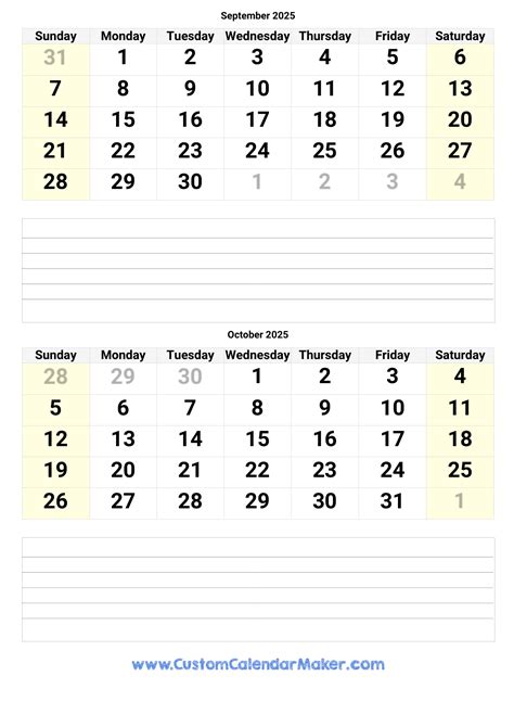 Printable Calendars September And October 2025 - Livy Sherye