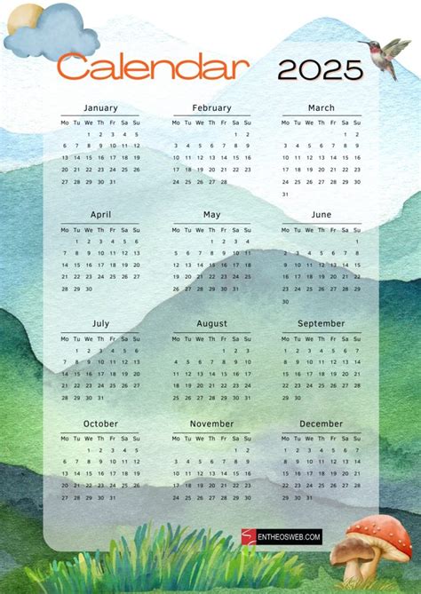 Free Printable 2025 Calendar #Free Printable 2025 Calendar | EntheosWeb