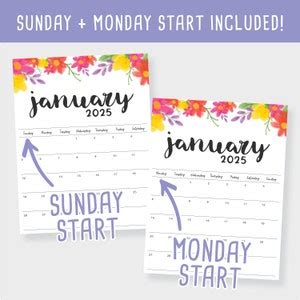 Printable 2025 Calendar - Etsy