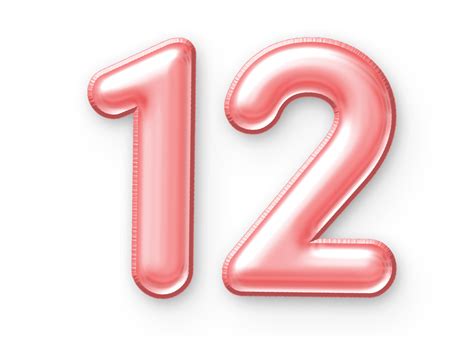 12 Number Balloon Pink 24652360 PNG