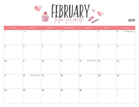 Printable February Calendar
