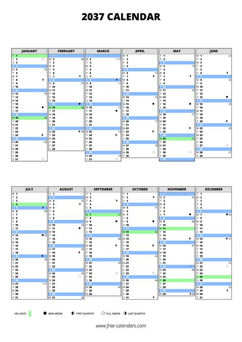 2037 calendar ≡ free-calendars.com