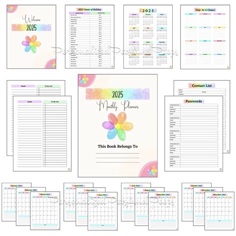 2025 Calendar Planner Printable PDF BUNDLE, Vertical Planner, Monthly ...
