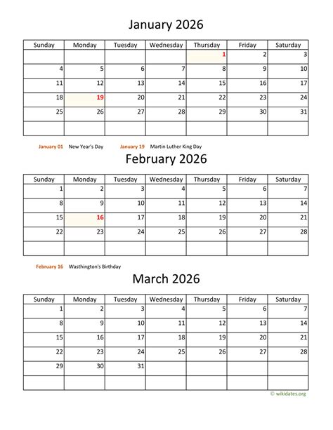 Printable 2026 Calendar | WikiDates.org