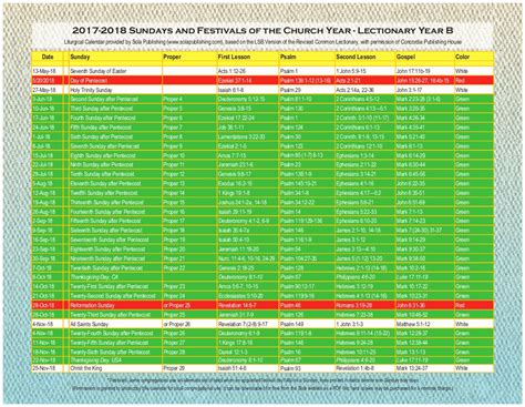 Catholic Liturgical Calendar 2020 Printable