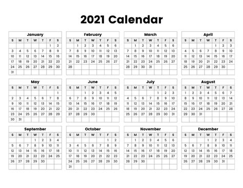 2021 Calendar – Calendar Options